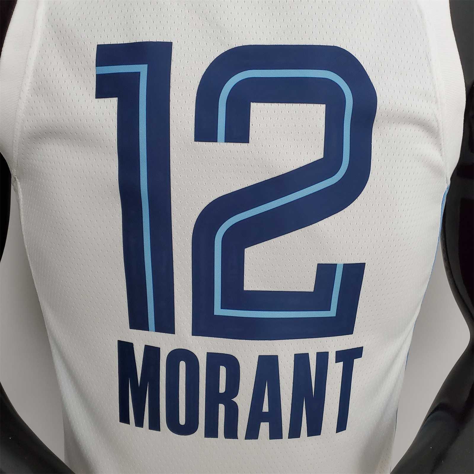 75th Anniversary Memphis Grizzlies MORANT#12 White NBA Jersey 3