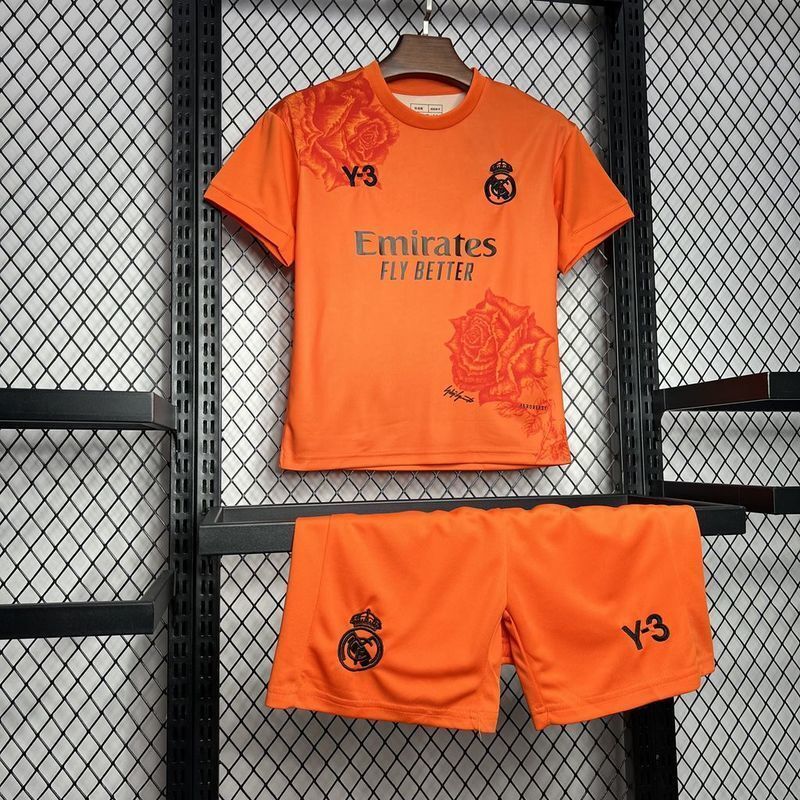24-25 Real Madrid Y3 Kid Kits Orange Children Sets Football AAAAJersey Yupoo 2