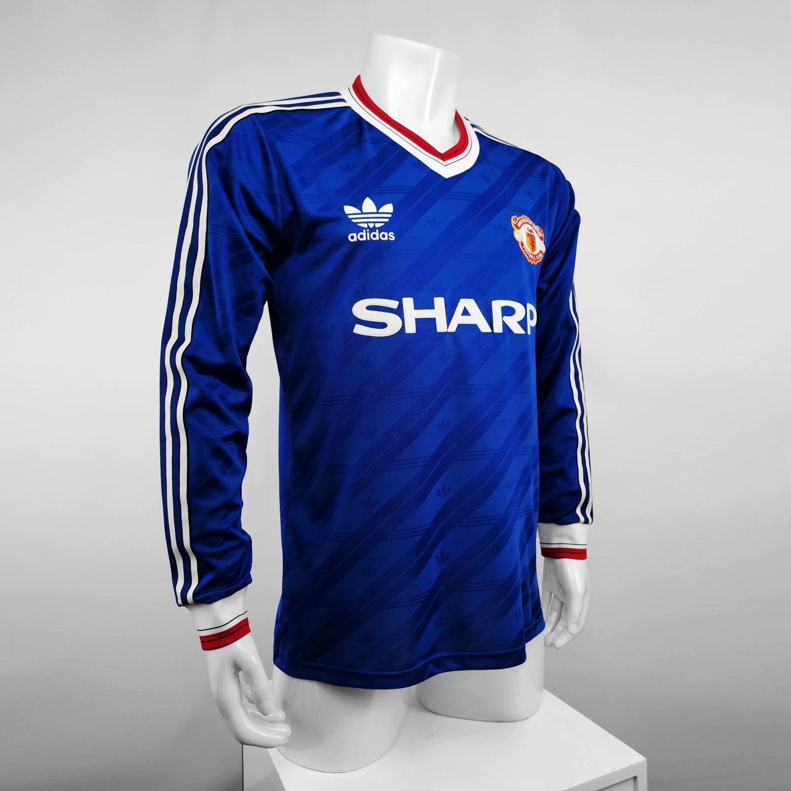 86-88 Manchester United away blue long sleeve player version 4