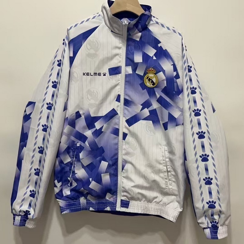96-97 Real Madrid Retro Trench Coat Reversible Windbreaker Double-Sides Jacket 3