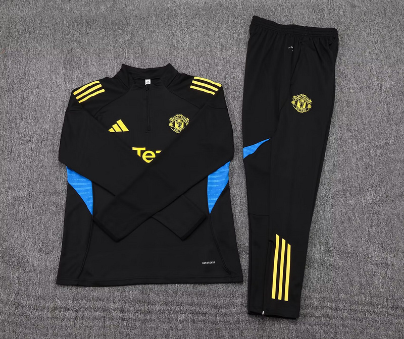 25-26 Manchester United Black Training Kits Long Football Tracksuits 1