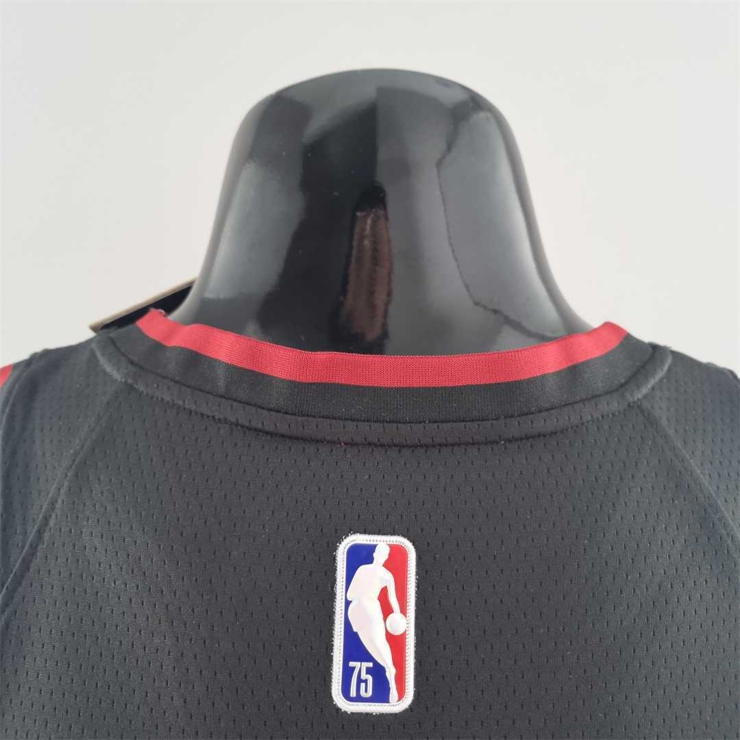 75th Anniversary Miami Heat JAMES #6 black NBA Jersey 1