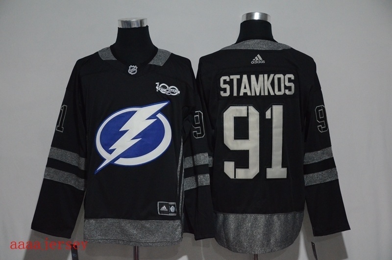 Tampa Bay Lightning 100 anniversary ice hockey jersey M-3XL 坦帕湾闪电队100周年纪念版冰球服