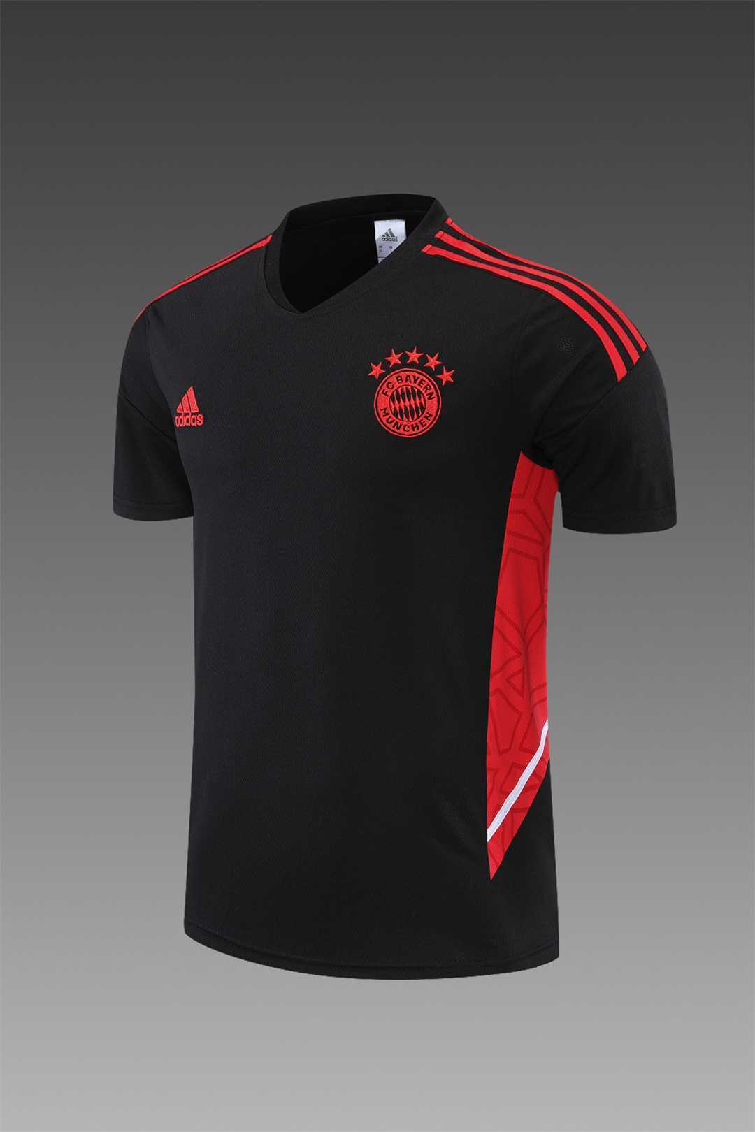 22-23 Bayern Munich training suit short sleeve kit red black 8