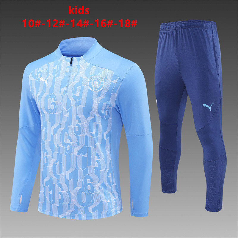 24-25 Manchester City Kids Long Sleeve Training Suit Football Shirts