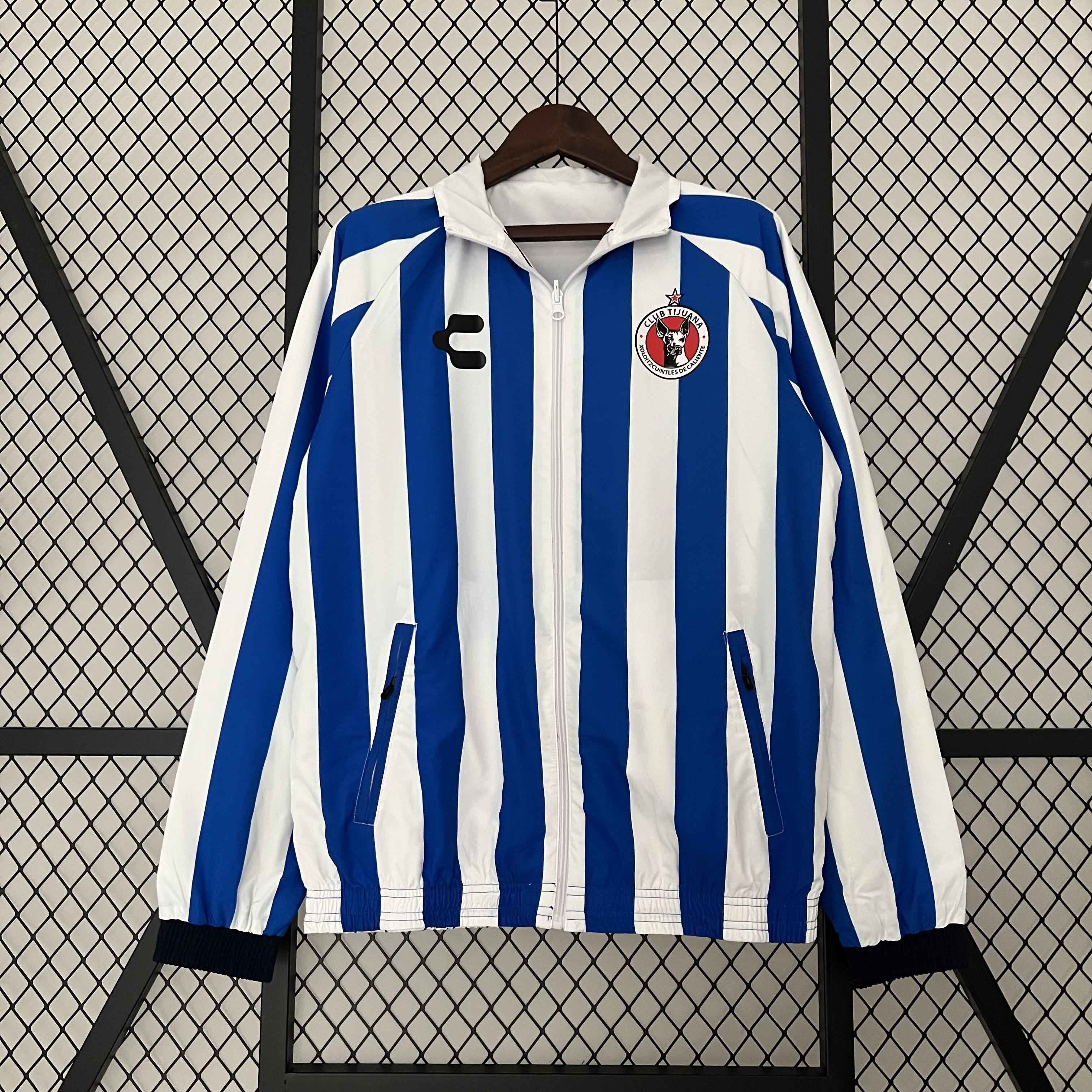 23-24 Tijuana Reversible Windbreaker White&Blue Double-Sides Xolos Jacket Soccer Jerseys For Sa 2