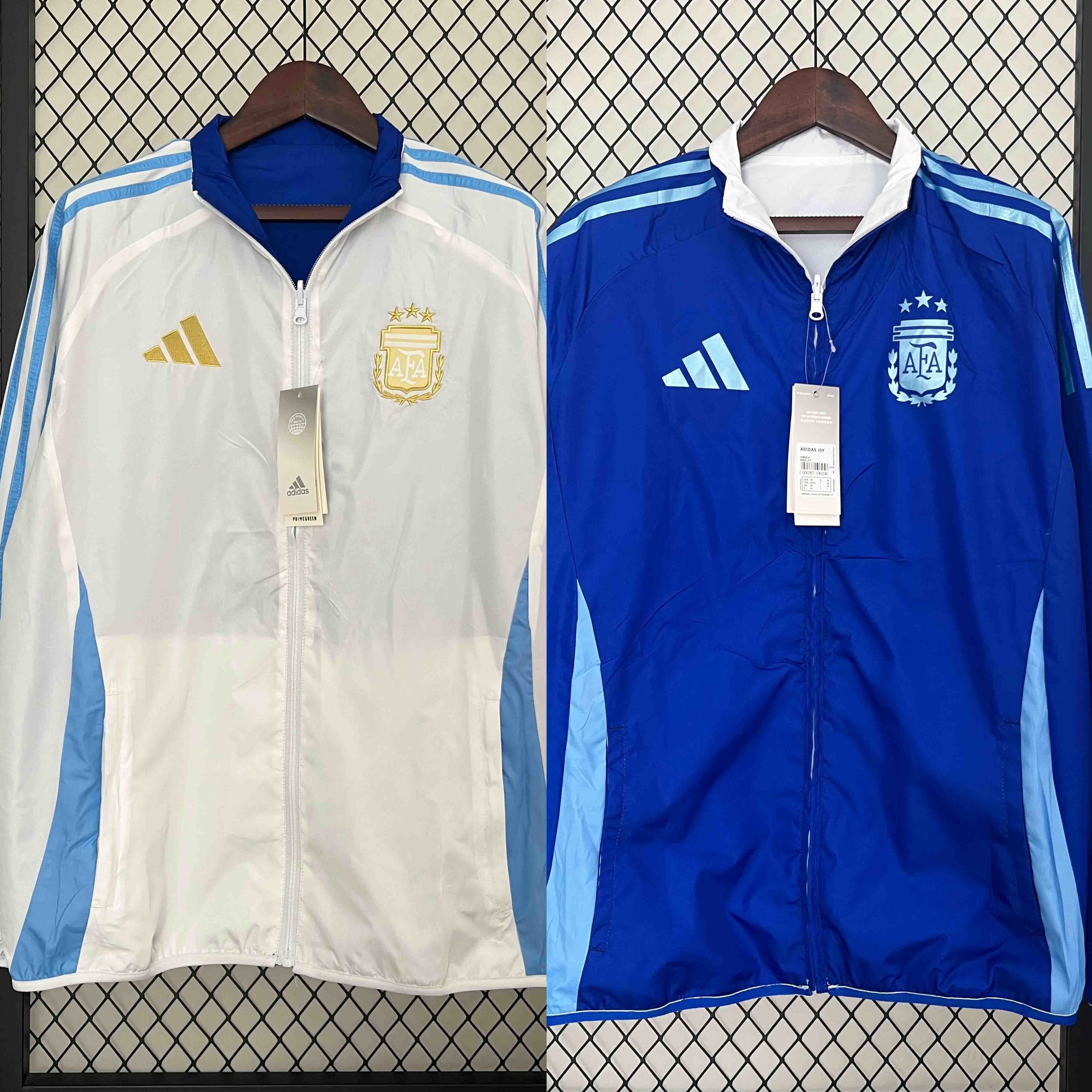 2024 Argentina Trench Coat Reversible Windbreaker Double-Sides Jacket Soccer AAAAJersey Yupoo