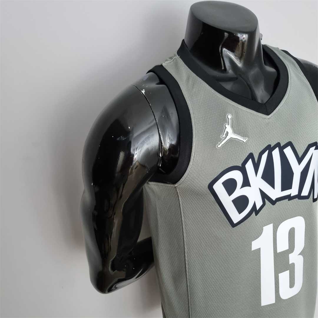 75th Anniversary Harden #13 Brooklyn Nets City Edition Gray NBA Jersey 2