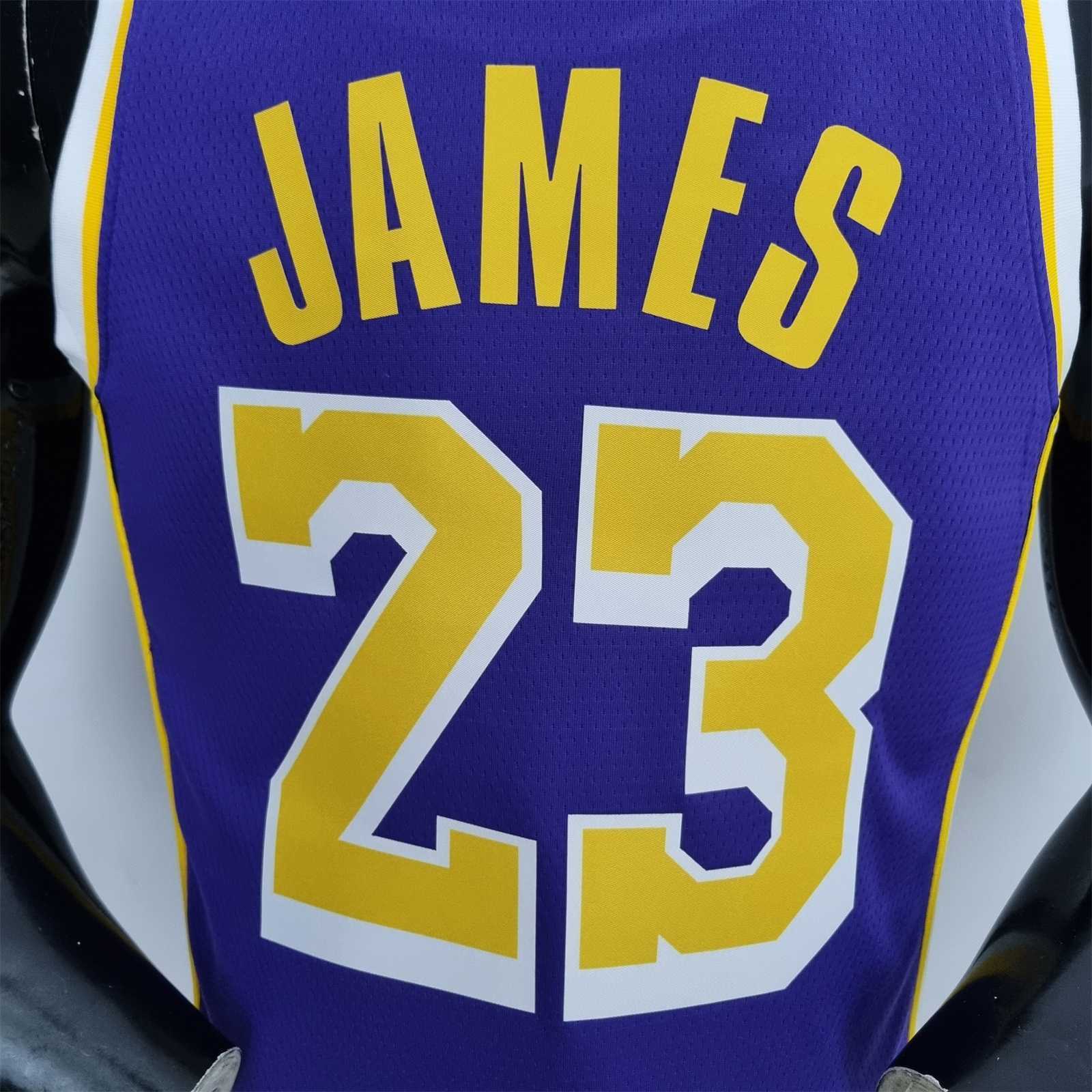 75th Anniversary James #23 Los Angeles Lakers Jordan Purple NBA Jersey 3