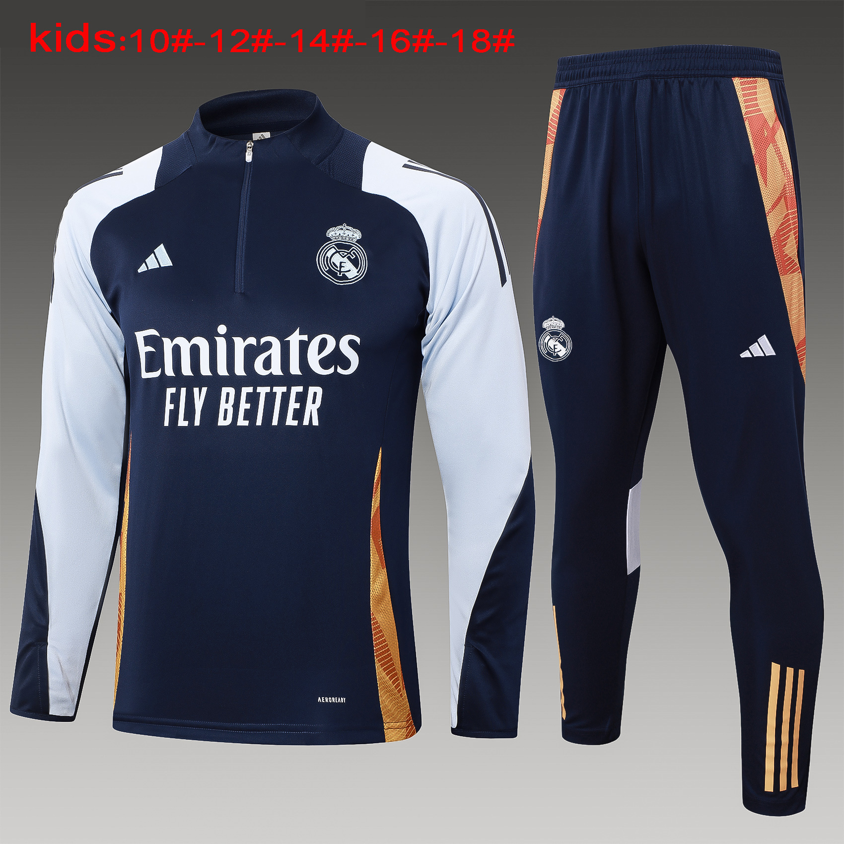 24-25 Real Madrid Kids Long Sleeve Training Suit Football Shirts