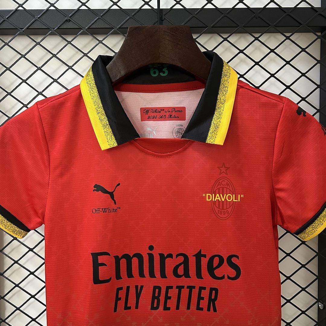 25-26 AC Milan x Offwhite Goalkeeper Kid Kits Youth Apparels AAAAJersey Supplier Yupoo 5