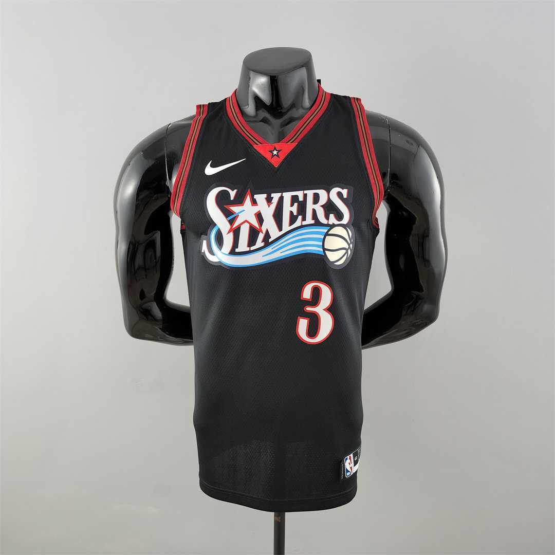 Retro Philadelphia 76ers Iverson #3 big meteor black NBA Jersey