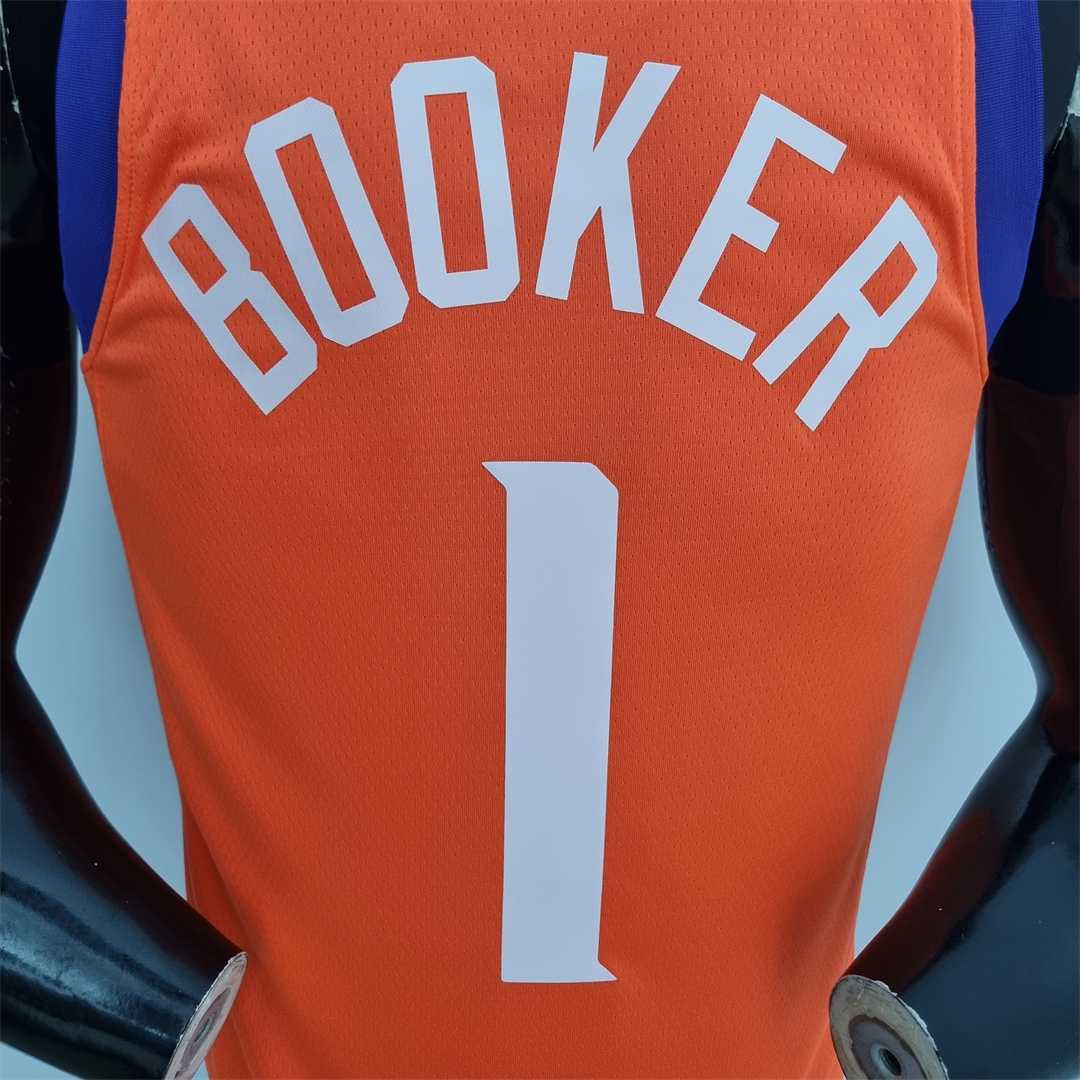75th Anniversary BOOKER#1 Phoenix Suns Jordan Theme Orange NBA Jersey 8