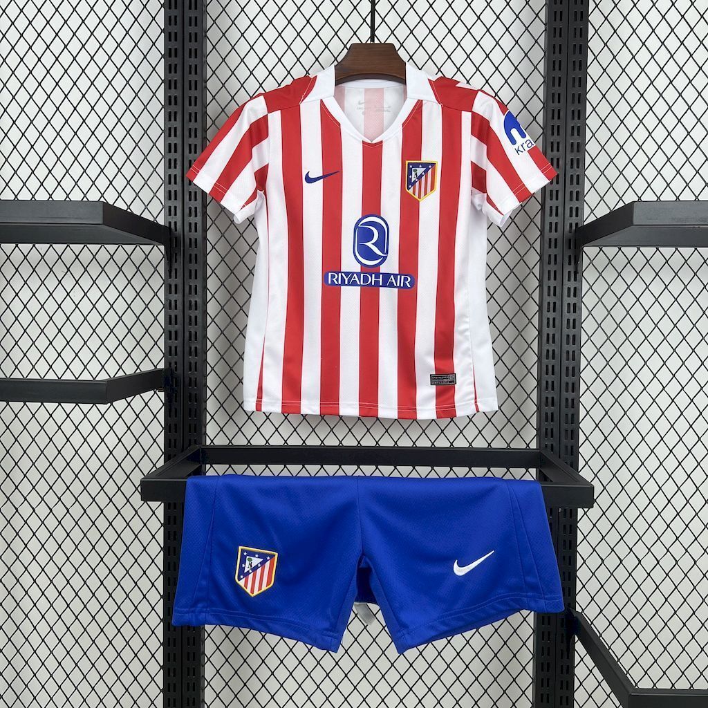 25-26 Atletico Madrid Home Kid Kits Youth Apparels AAAAJersey Supply Yupoo