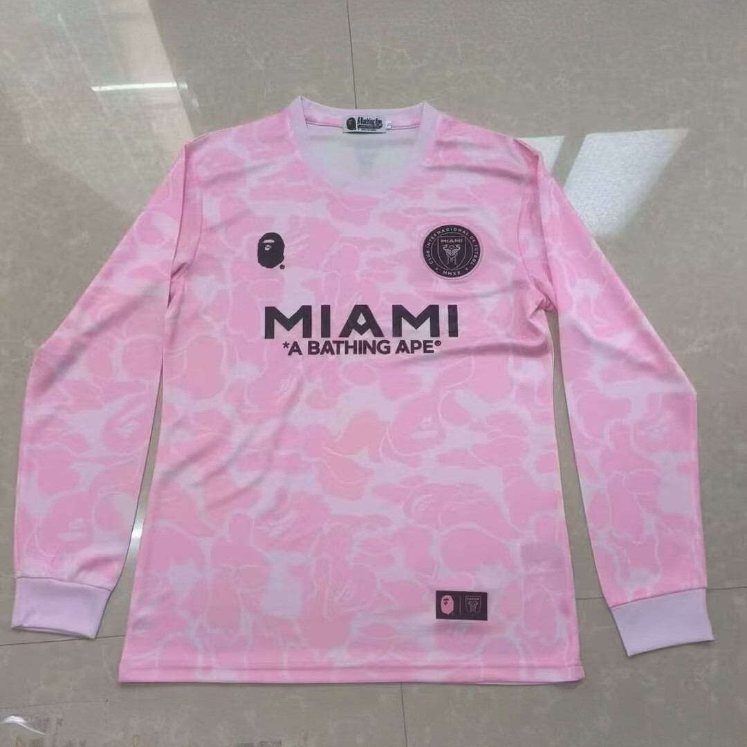 23-24 Inter Miami Limited Gris Pink Shirt Long Sleeve Joint Edition Kit Soccer Jerseys Yupoo