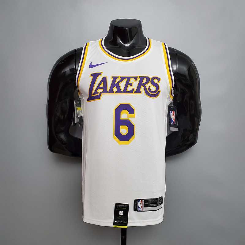 James #6 Lakers Round neck white