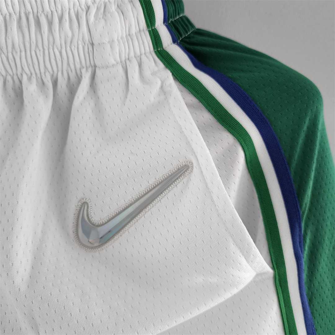 2022 Dallas Mavericks Urban Edition NBA Shorts White Green Trim 1