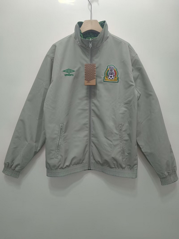 1994 Mexico Retro Trench Coat Reversible Windbreaker Double-Sides Jacket