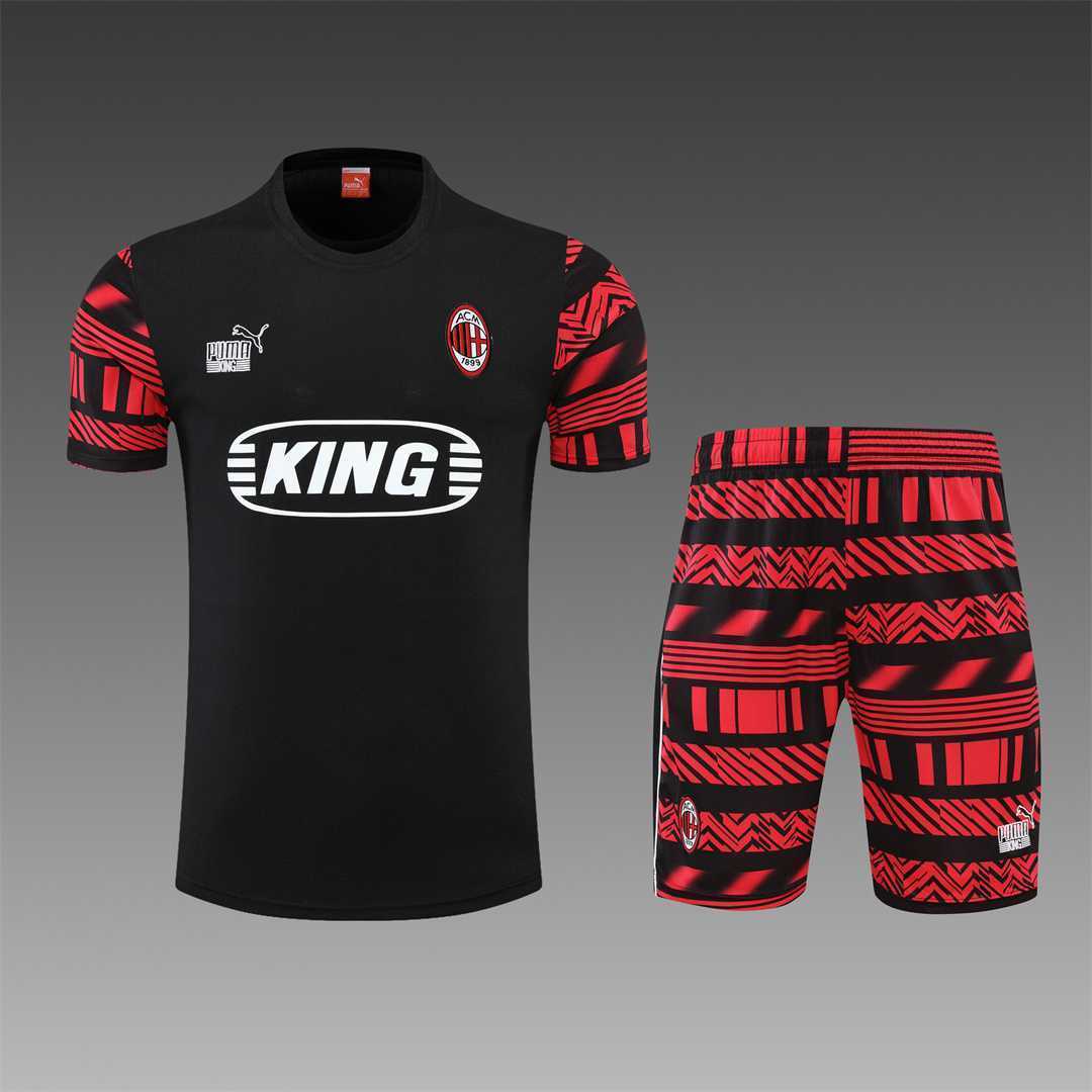 22-23 AC Milan Training Short Sleeve Kit Black 9