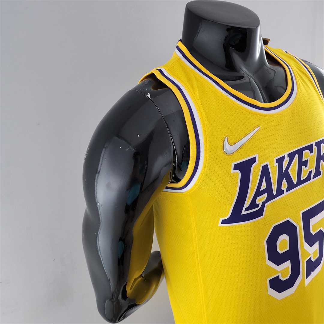 75th Anniversary TOSCANO #95 Los Angeles Lakers Yellow NBA Jersey 7