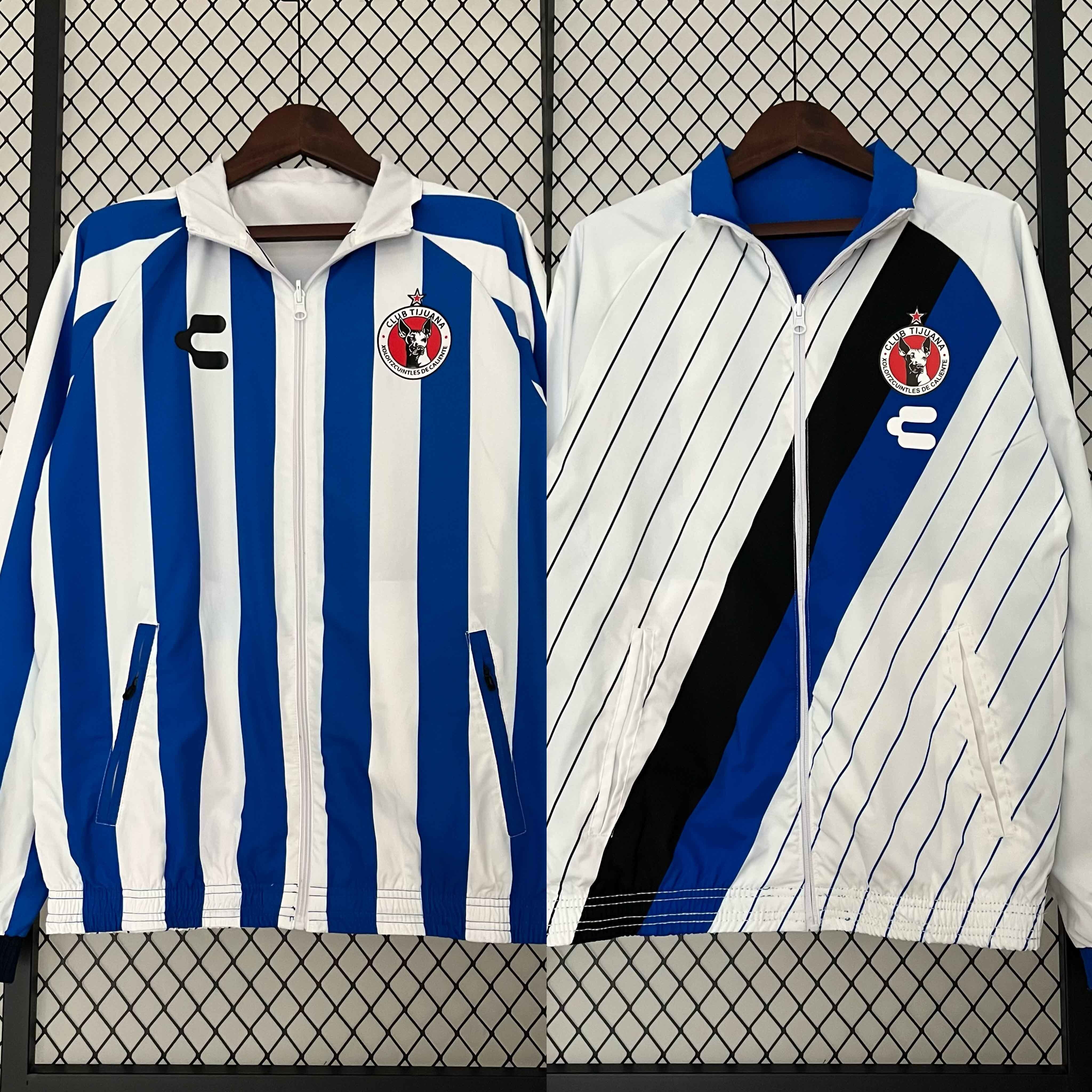 23-24 Tijuana Reversible Windbreaker White&Blue Double-Sides Xolos Jacket Soccer Jerseys For Sa