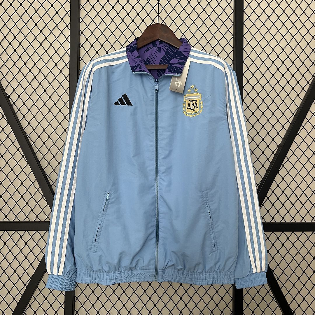 2024 Argentina Blue and Purple Reversible Windbreaker Double-Sides Jacket Football Replicas Yup 8