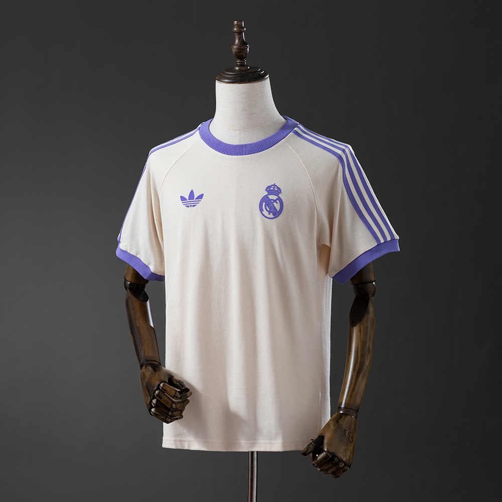 25-26 25-26 Real madrid Adidas Originals 3-stripes beige cotton t-shirt