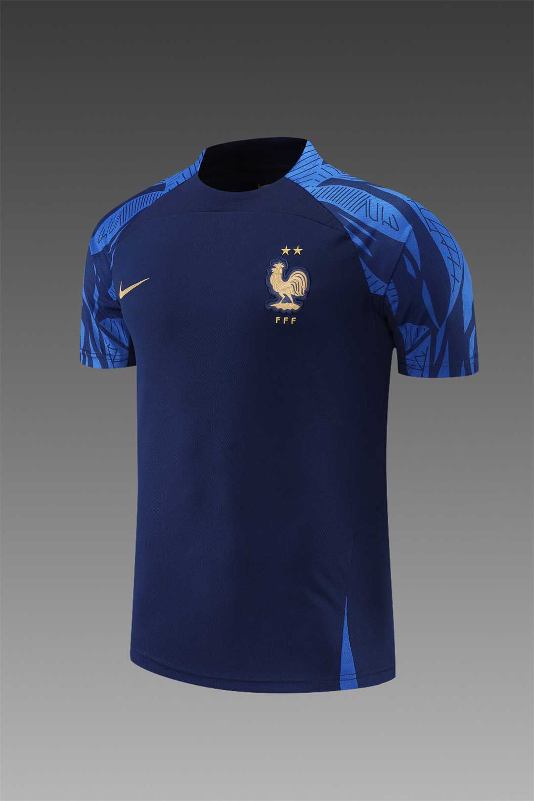 2022 France Training Suit Short Sleeve Kit Blue 2