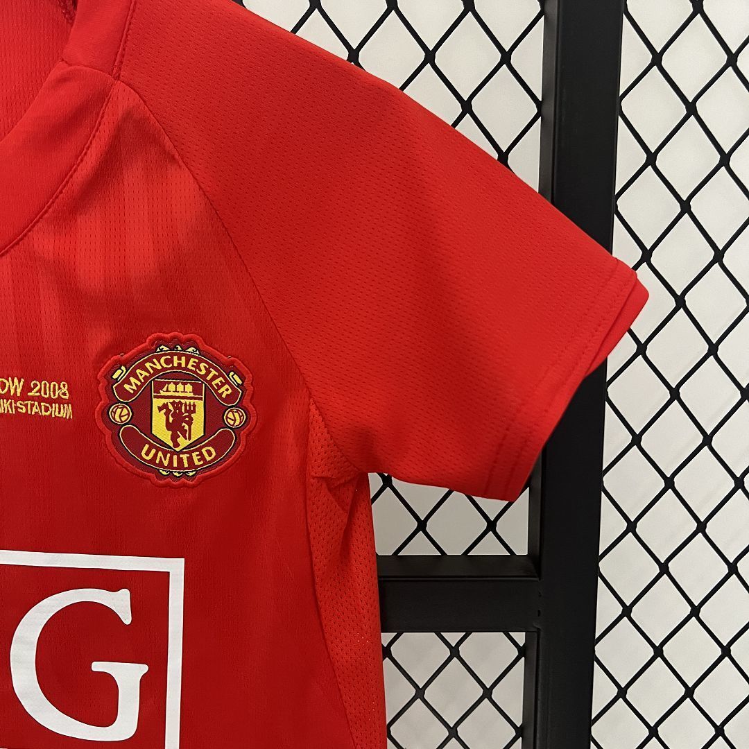 07-08 Manchester United Home Retro Kids Kits Champions League Version Cheap Jerseys Yupoo 5