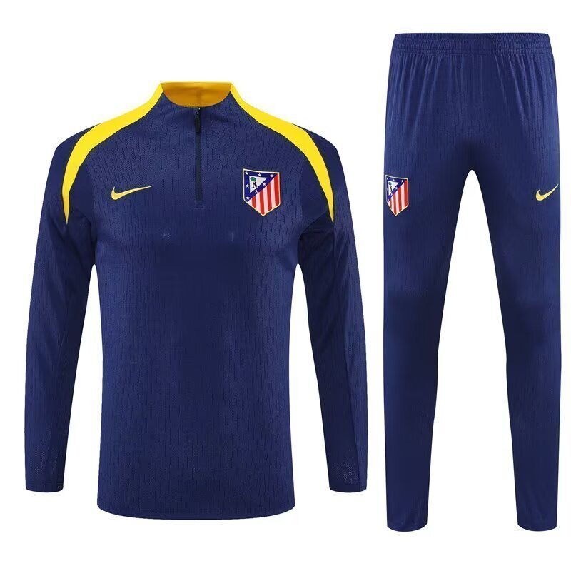 25-26 Atletico Madrid Navy Training Kits Long Football Tracksuits