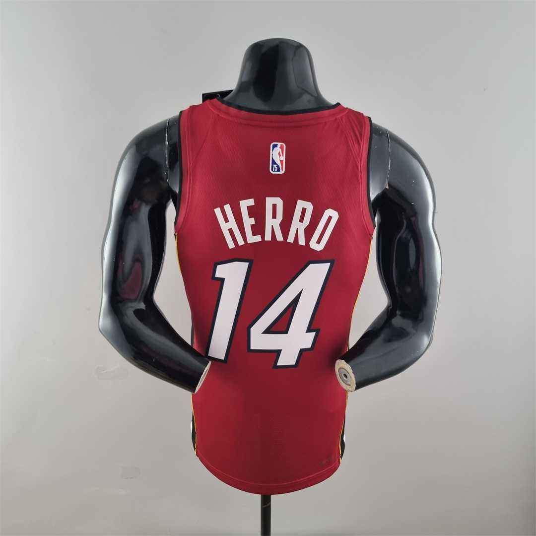 75th Anniversary Miami Heat Jordan HERRO#14 Burgundy NBA Jersey 4