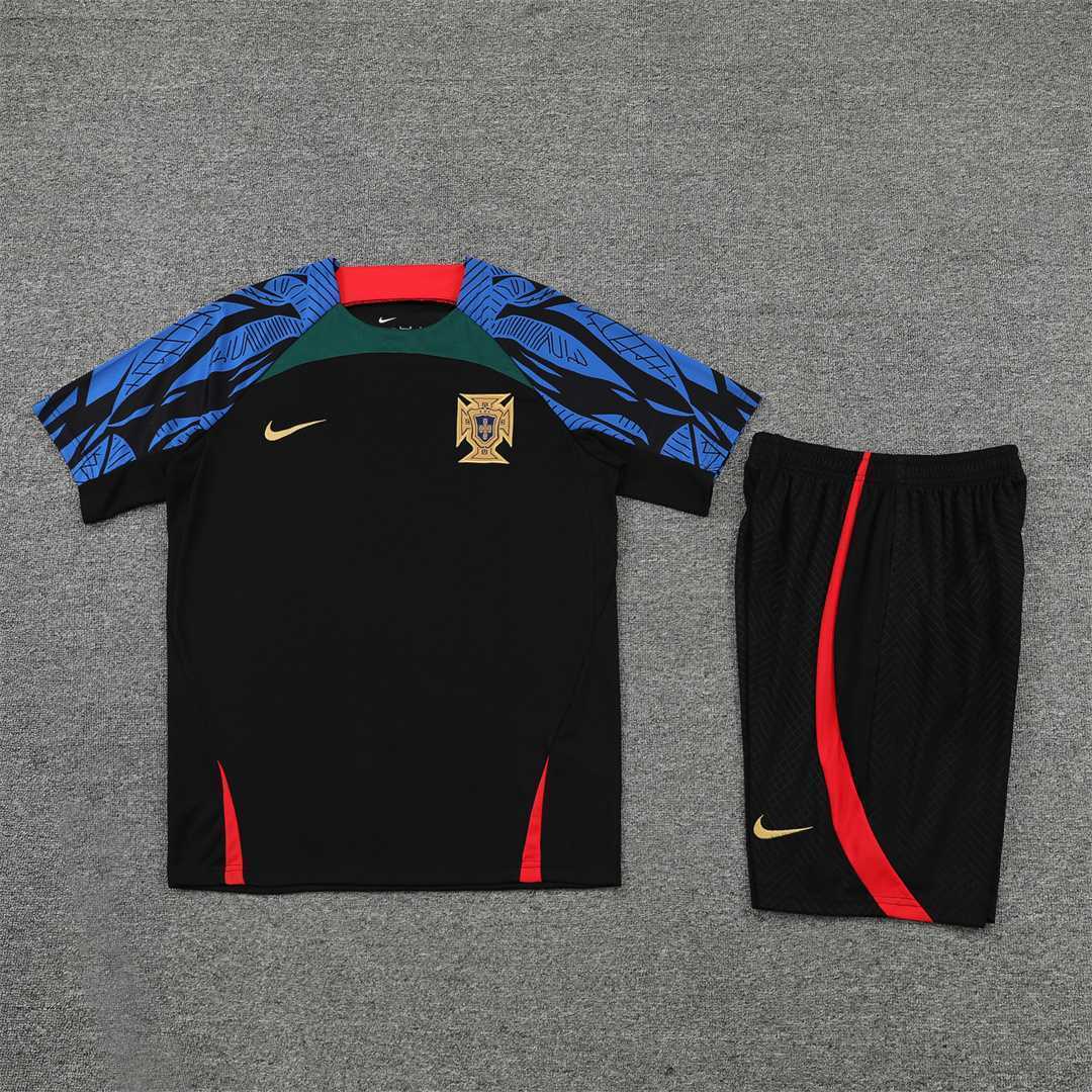 2022 Portugal Training Suit Short Sleeve Kit Black 15