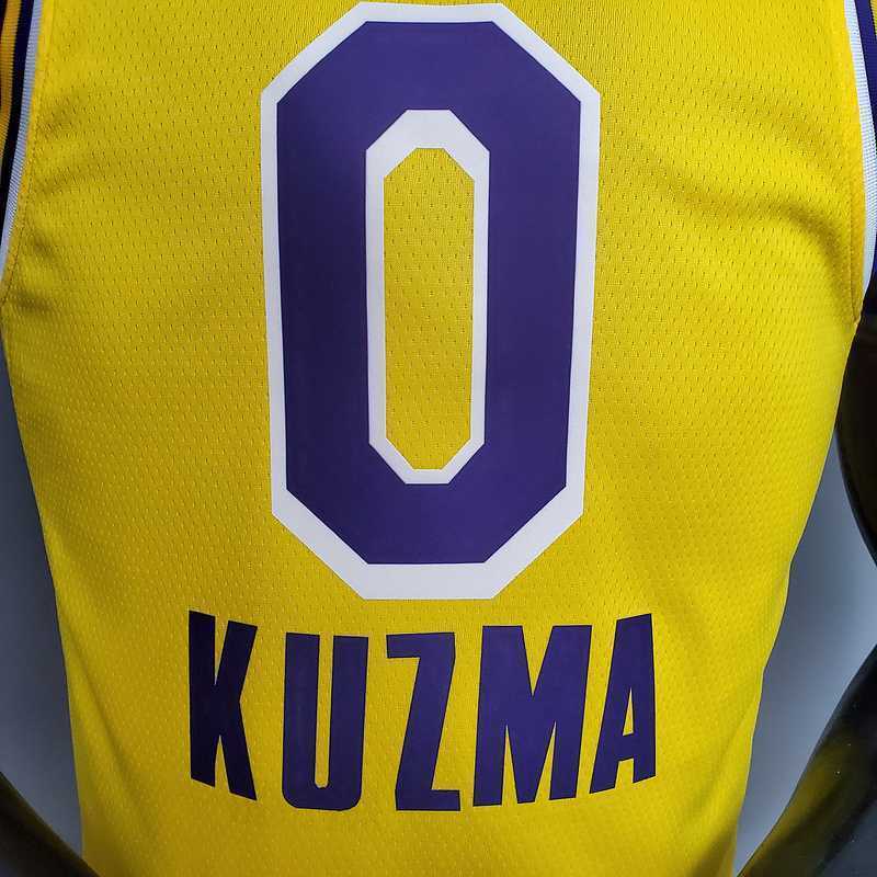 New KUZMA #0 Lakers Commemorative Edition Round neck yellow 2