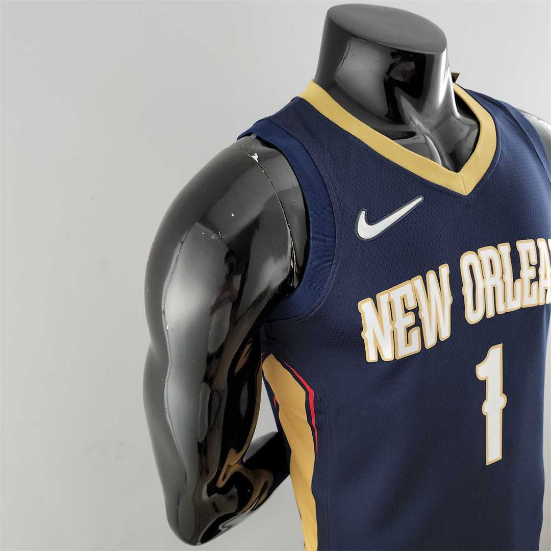 75th Anniversary New Orleans Pelicans Williams #1 Navy Blue NBA Jersey 9