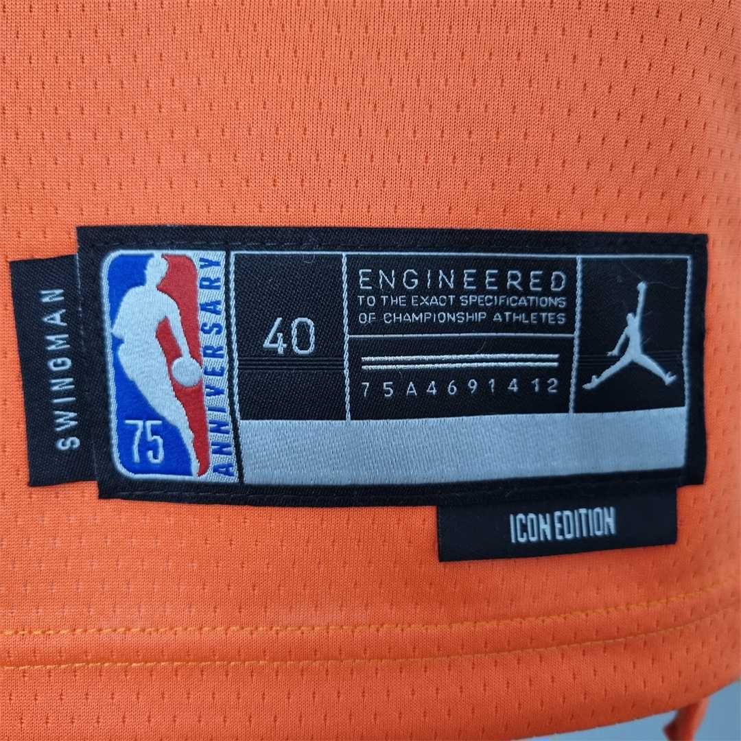 75th Anniversary BOOKER#1 Phoenix Suns Jordan Theme Orange NBA Jersey 6