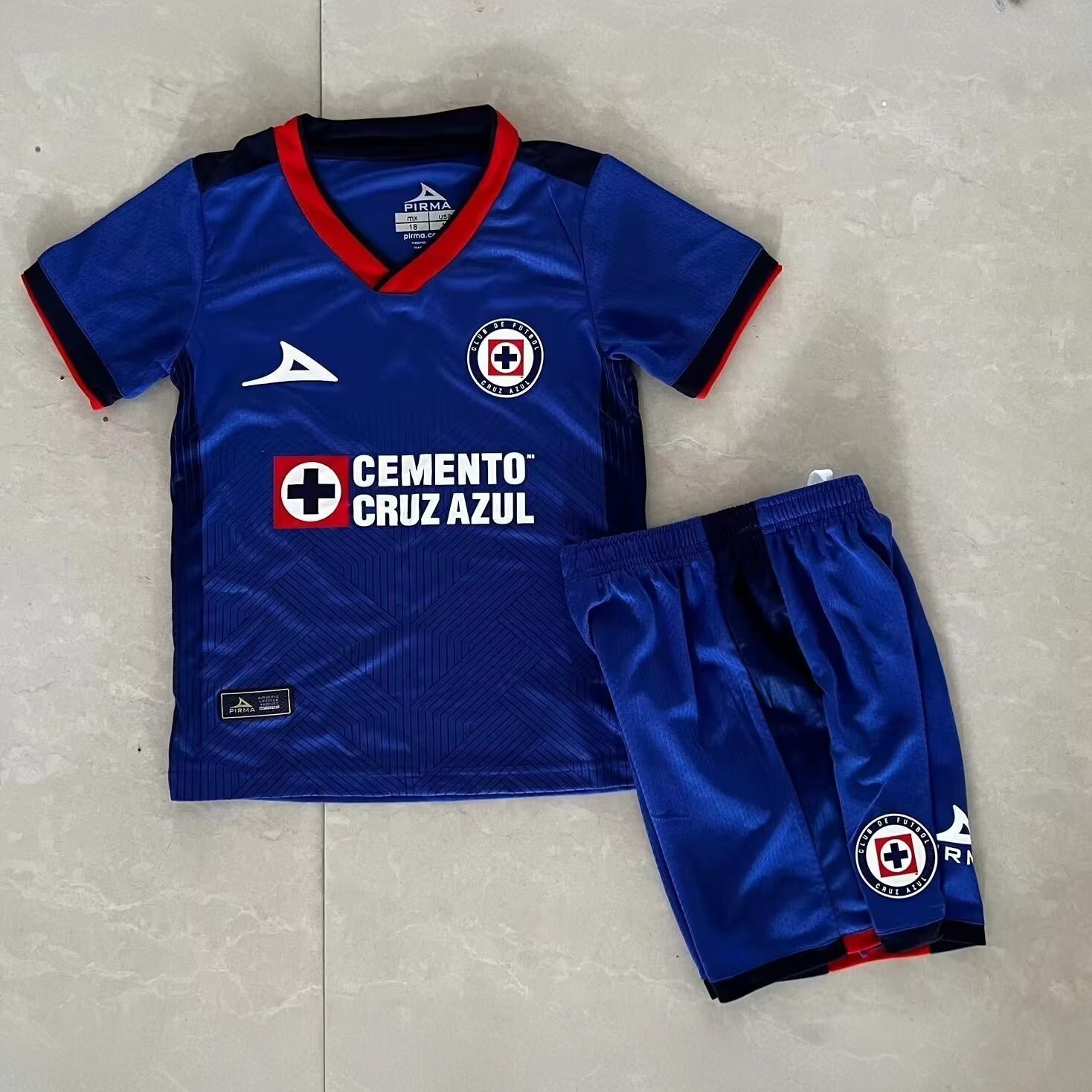 23-24 Cruz Azul Home Kids Kit Children Suits Soccer Jerseys Yupoo
