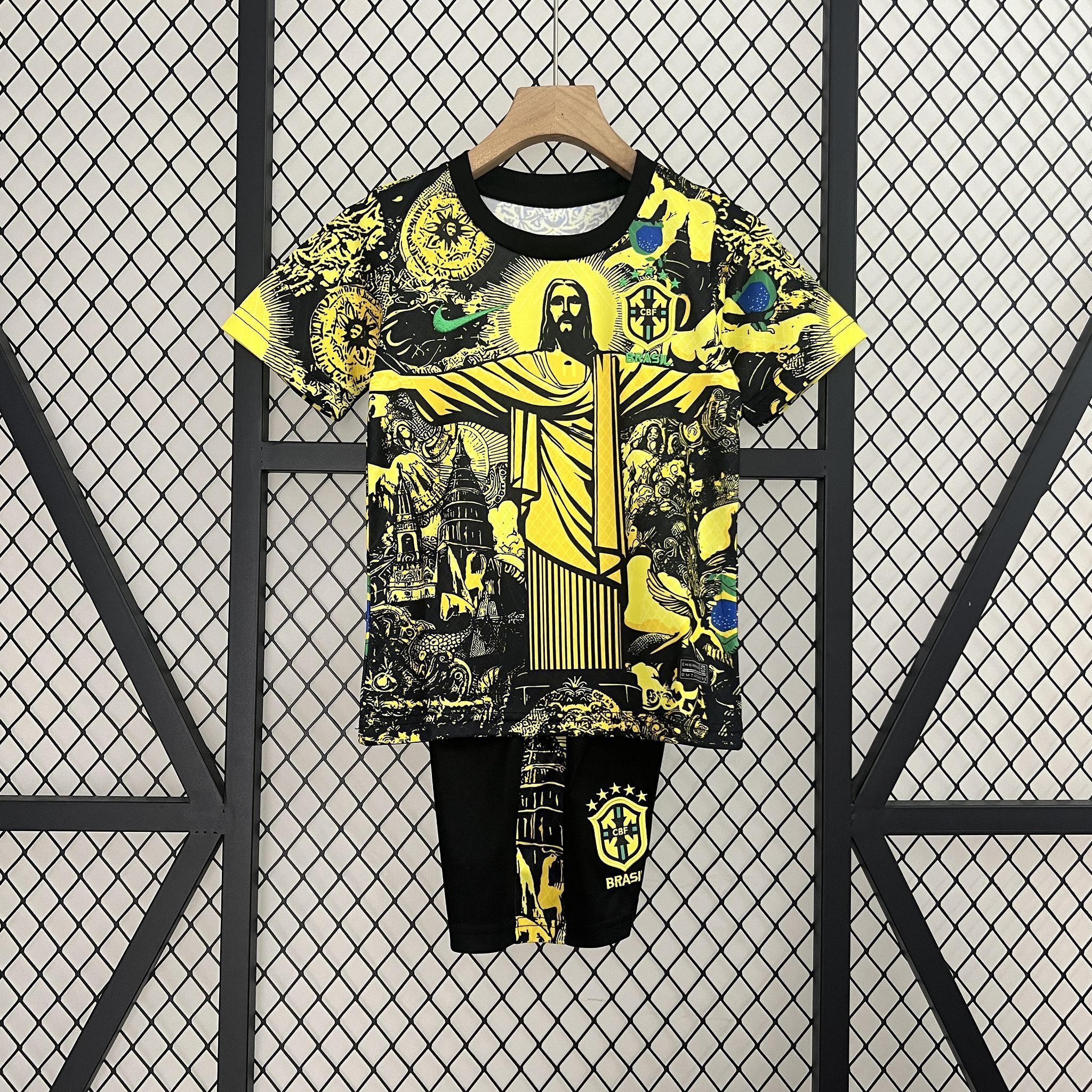 24-25 Brazil Jesus Yellow Special Kid Kits Youth Apparels AAAAJersey Supplier Yupoo