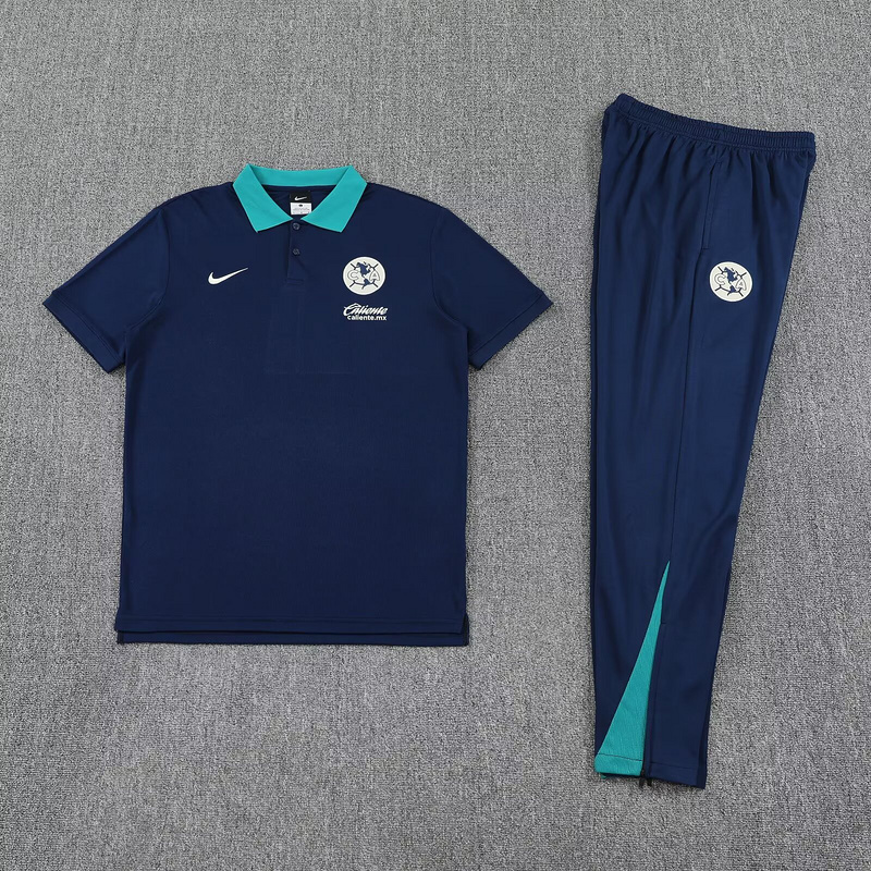 25-26 Club America Navy POLO Training Kits Football Tracksuits 1