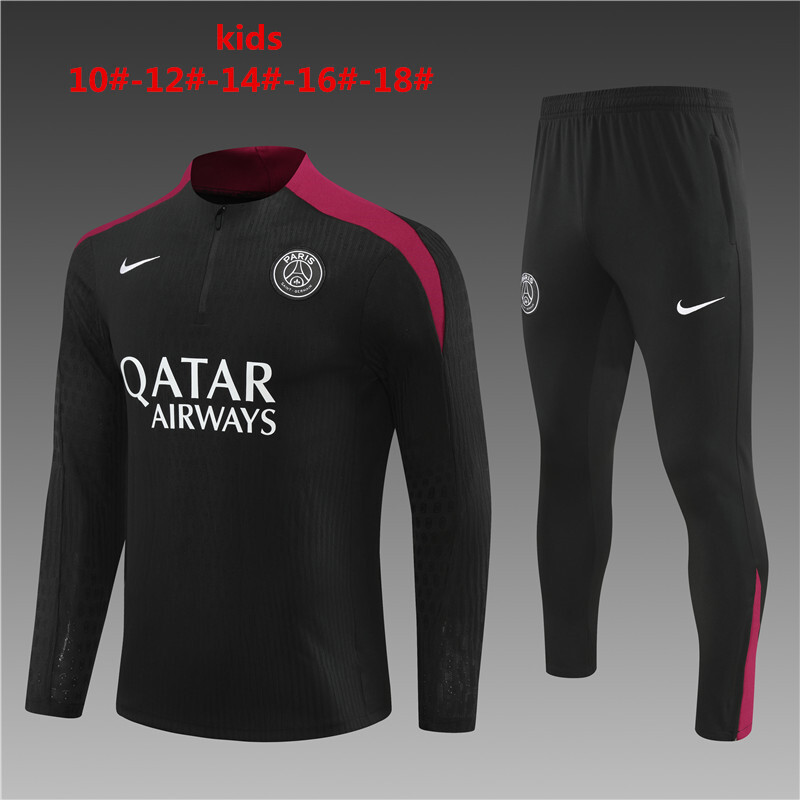 24-25 PSG Kids Player Long Sleeve Training Suit Football Shirts