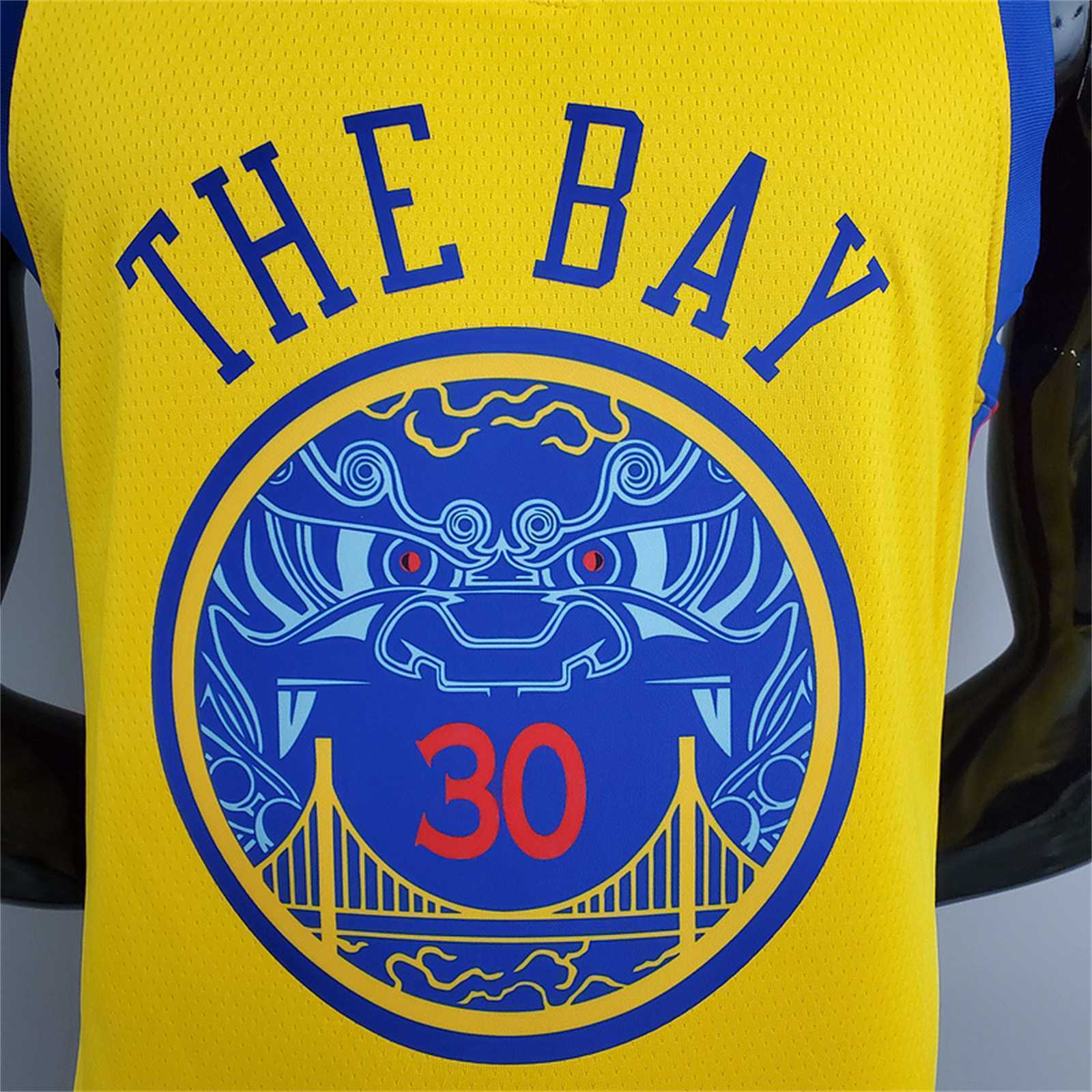 2018 Warriors#30 Chinese Dragon Robe Yellow 2