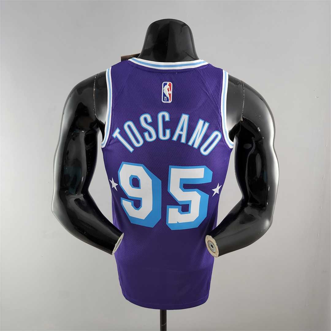 2022 75th Anniversary TOSCANO #95 Los Angeles Lakers City Edition Purple NBA Jersey 7