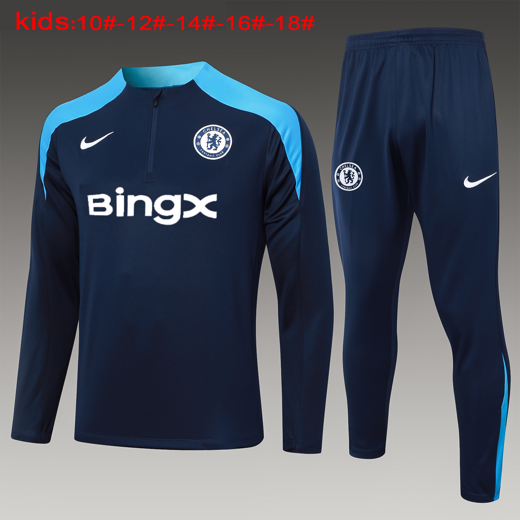 24-25 Chelsea Kids Long Sleeve Training Suit Football Shirts