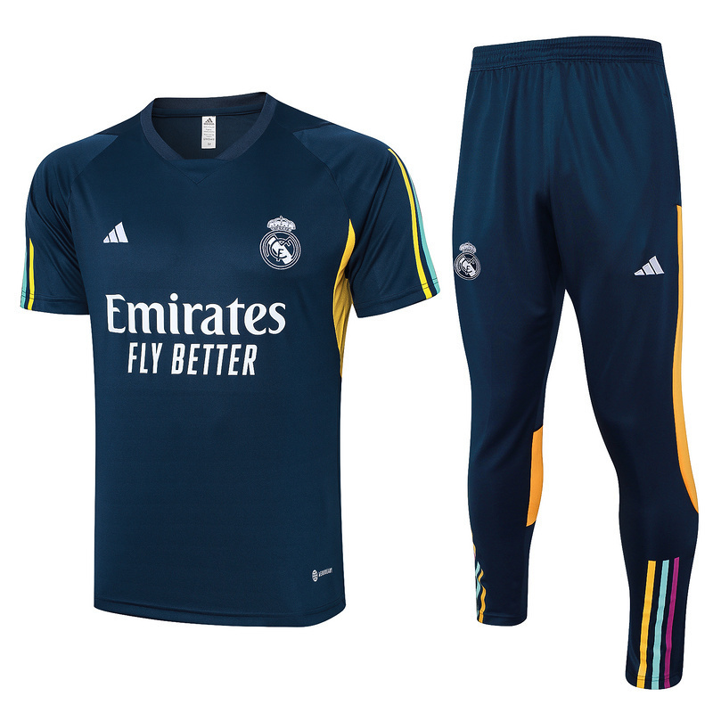 23-24 Real Madrid Short Sleeve Kits Navy Training Suits Soccer Jerseys Yupoo