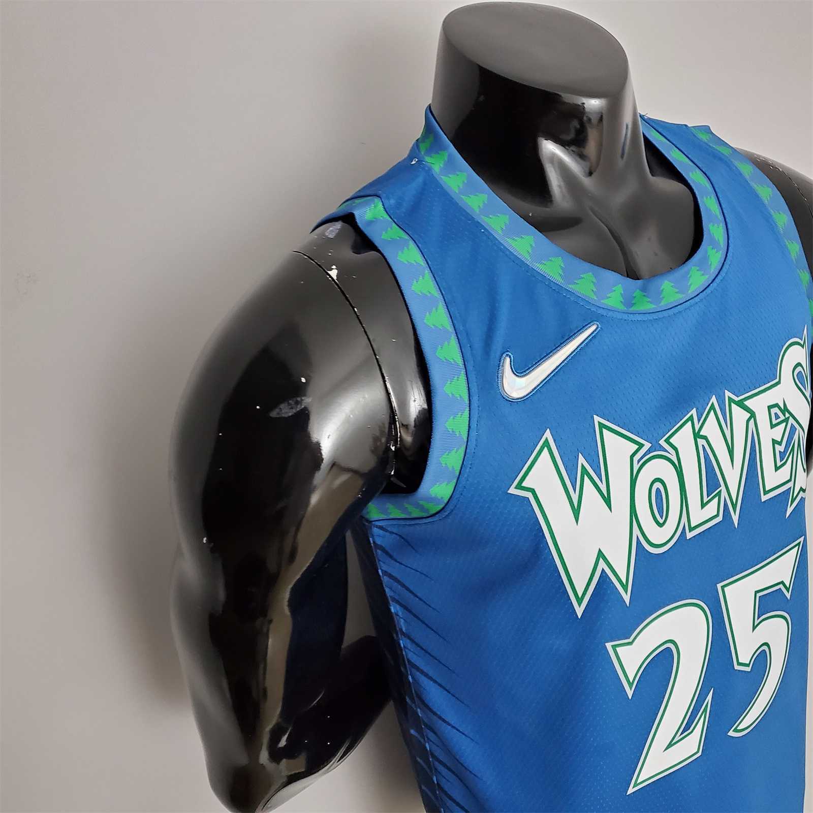 75th Anniversary 2202 Season ROSE#25 Minnesota Timberwolves City Edition Blue NBA Jersey 3