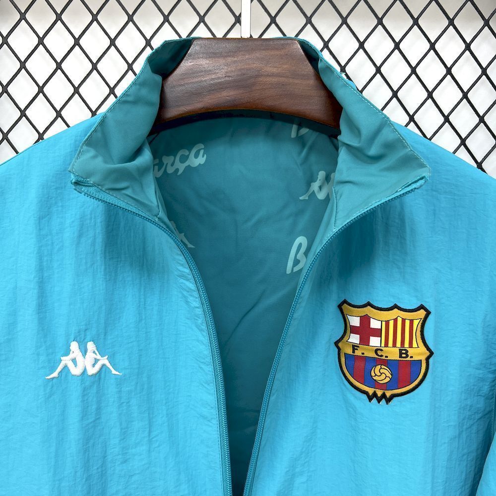 25-26 Barcelona Green&Blue Trench Coat Reversible Windbreaker Double-Sides Jacket 1