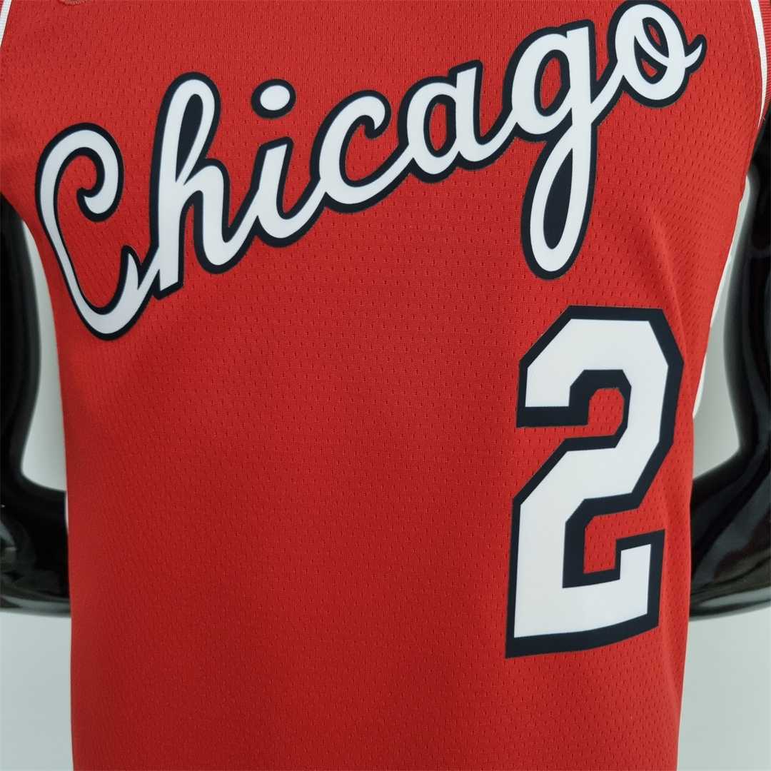 75th Anniversary 2022 Season Chicago Bulls BALL #2 City Edition Red NBA Jersey 6