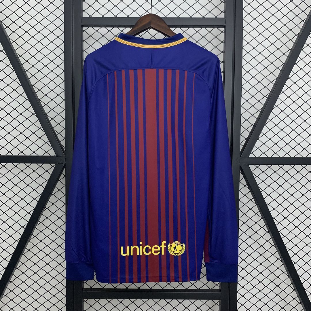 17-18 Barcelona Home Retro Long Sleeve Kit Vintage Shirt AAAAJersey Wholesale Yupoo 1