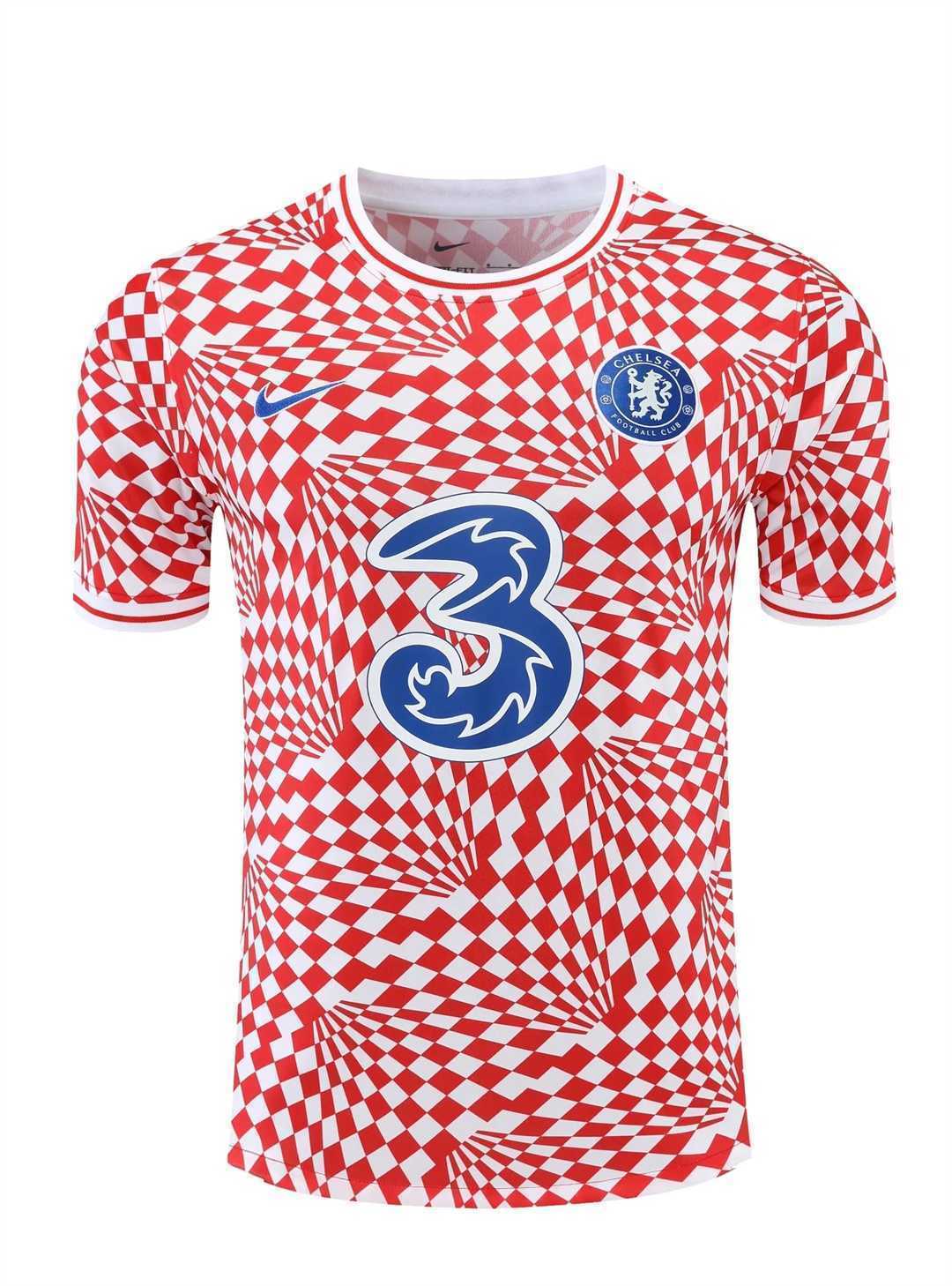 22-23 Chelsea Training Suit Short Sleeve Kit Red and White 1