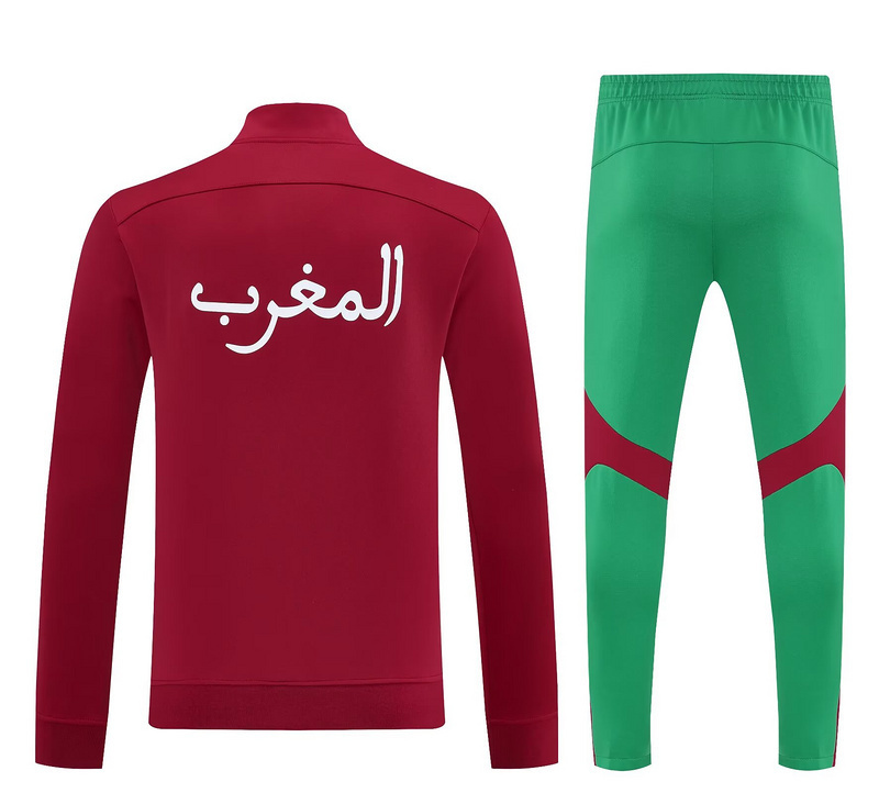 25-26 Morocco Red Football Tracksuit Long Jacket Suits 2