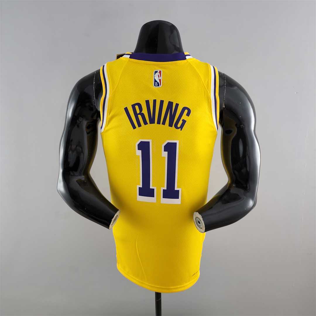 75th Anniversary IRVING #11 Los Angeles Lakers Yellow NBA Jersey 5